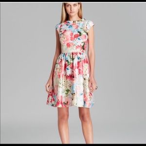 Cynthia Steffe Presley Floral Sparkle Fit and Jacquard Flare Pink Peony …